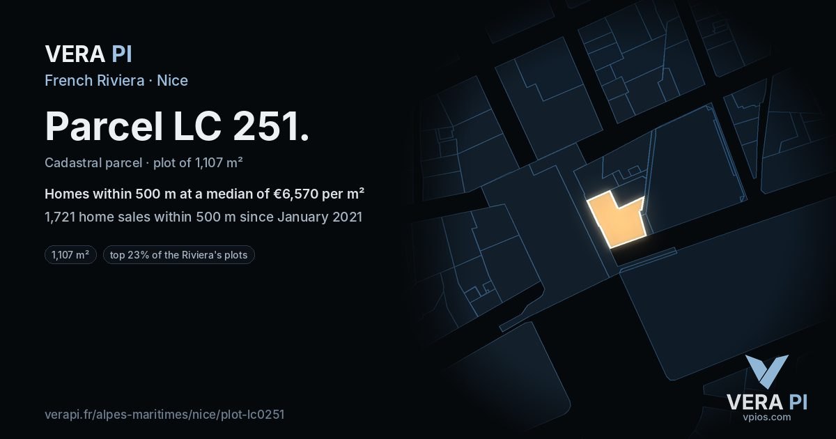 Parcel LC 251, Nice at night – the plot lit, the parcels around coloured by the prices near them
