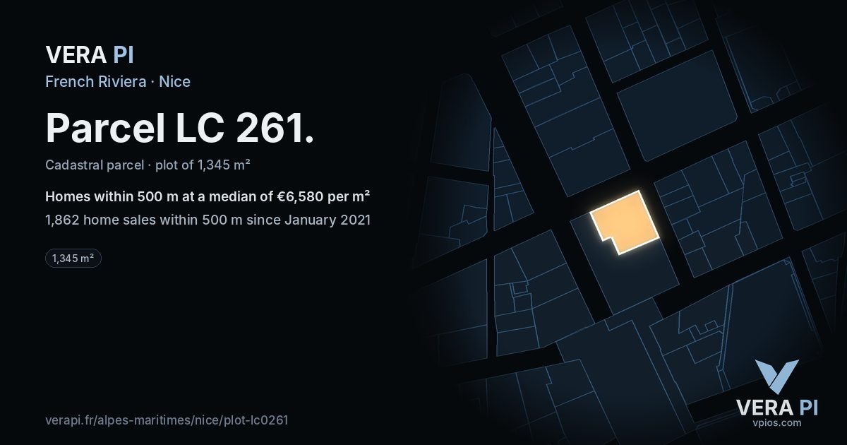 Parcel LC 261, Nice at night – the plot lit, the parcels around coloured by the prices near them