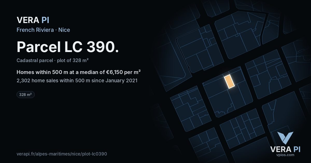 Parcel LC 390, Nice at night – the plot lit, the parcels around coloured by the prices near them