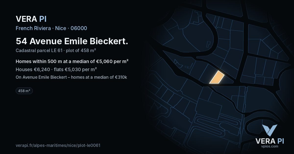 54 Avenue Emile Bieckert, Nice at night – the plot lit, the parcels around coloured by the prices near them