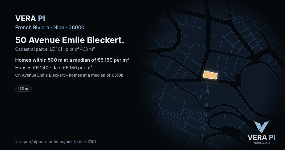 50 Avenue Emile Bieckert, Nice at night – the plot lit, the parcels around coloured by the prices near them