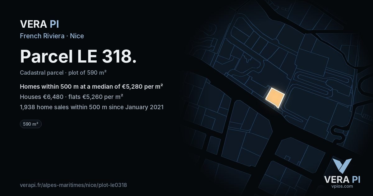 Parcel LE 318, Nice at night – the plot lit, the parcels around coloured by the prices near them