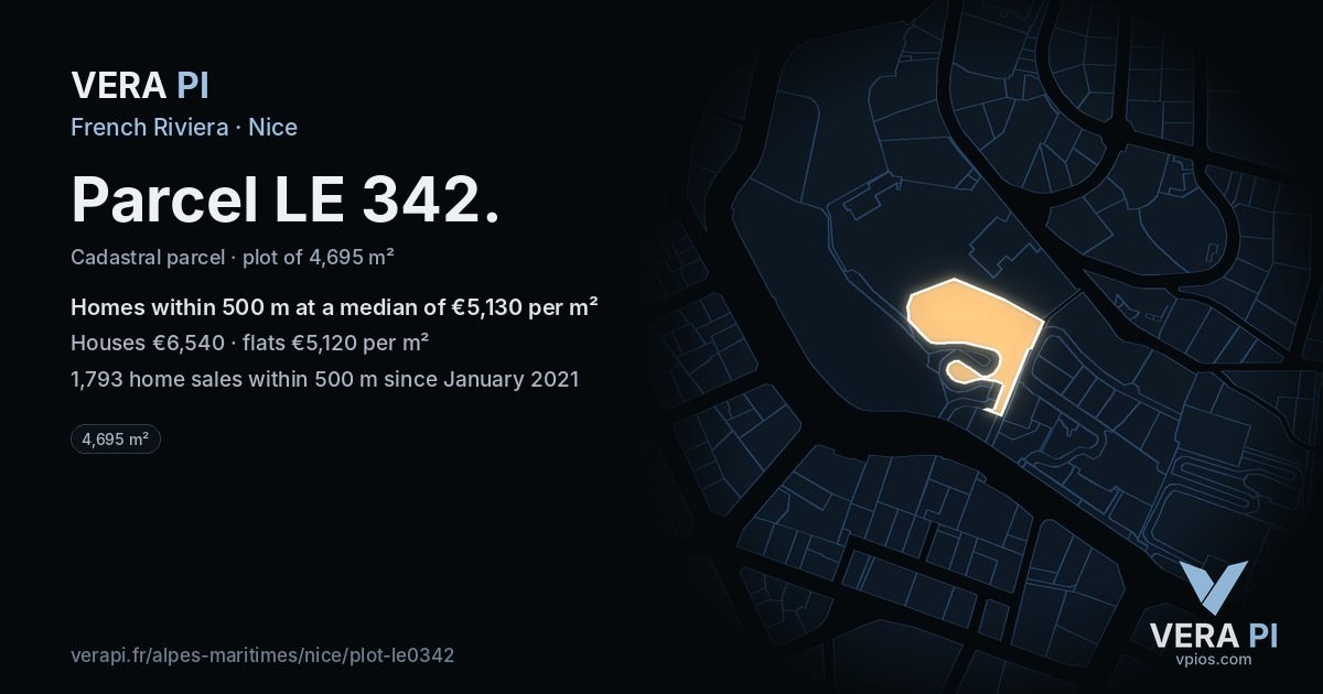 Parcel LE 342, Nice at night – the plot lit, the parcels around coloured by the prices near them