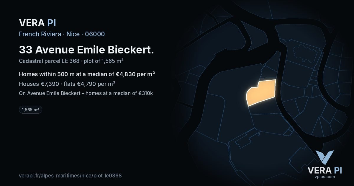 33 Avenue Emile Bieckert, Nice at night – the plot lit, the parcels around coloured by the prices near them