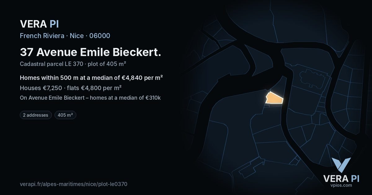 37 Avenue Emile Bieckert, Nice at night – the plot lit, the parcels around coloured by the prices near them