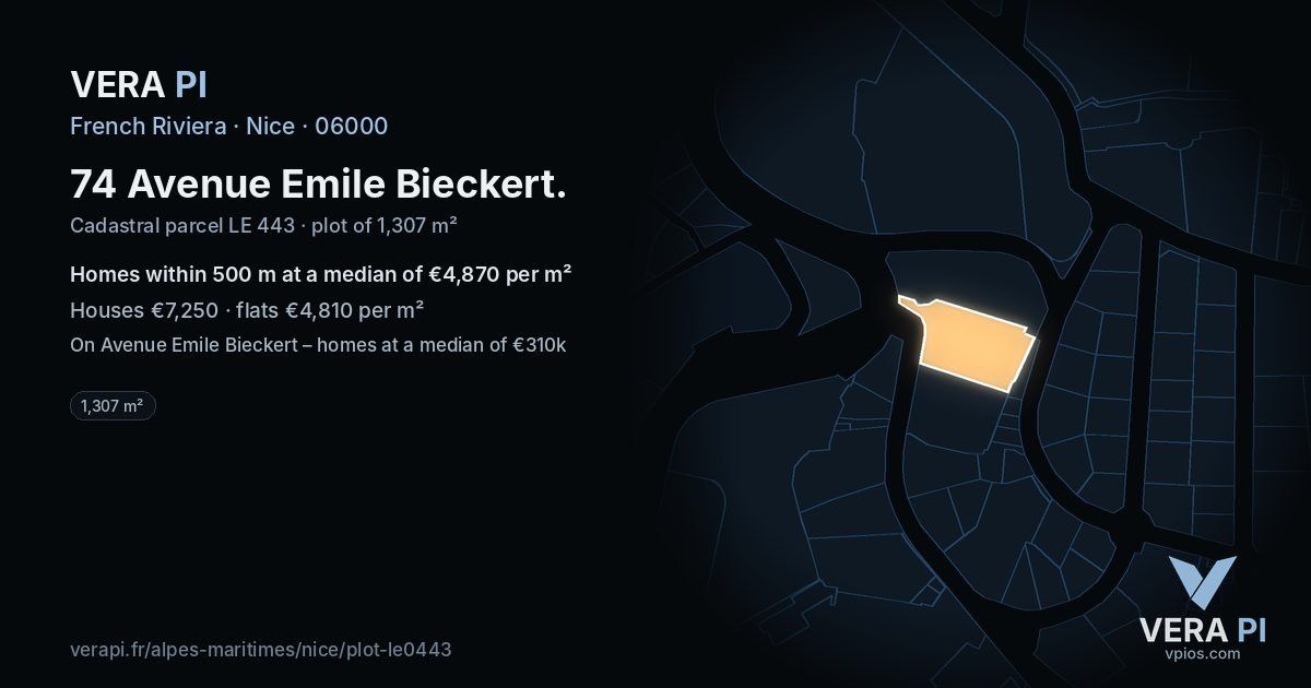 74 Avenue Emile Bieckert, Nice at night – the plot lit, the parcels around coloured by the prices near them