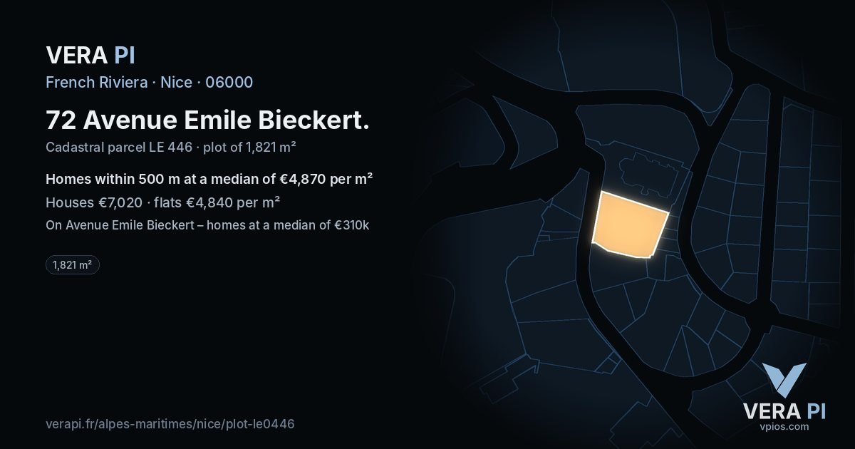 72 Avenue Emile Bieckert, Nice at night – the plot lit, the parcels around coloured by the prices near them