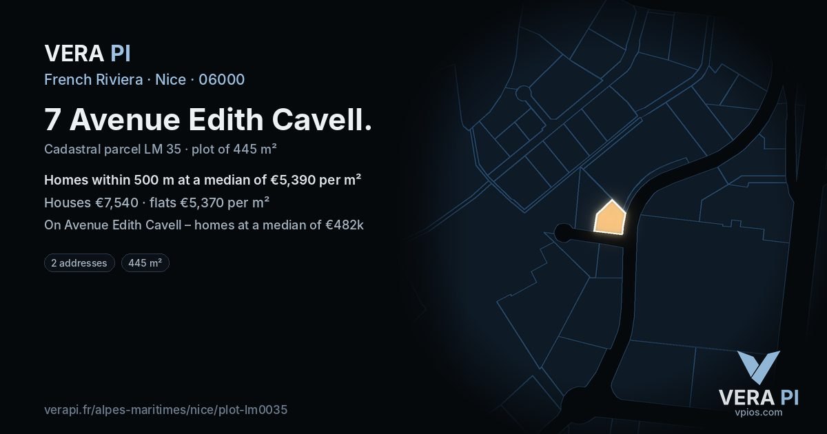 7 Avenue Edith Cavell, Nice at night – the plot lit, the parcels around coloured by the prices near them