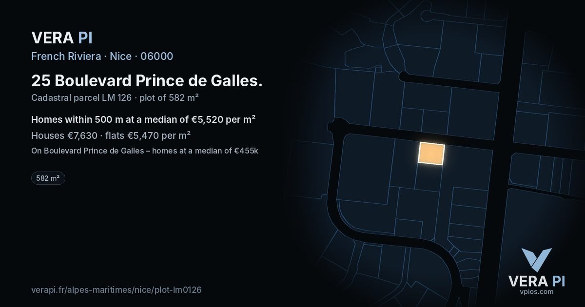 25 Boulevard Prince de Galles, Nice at night – the plot lit, the parcels around coloured by the prices near them