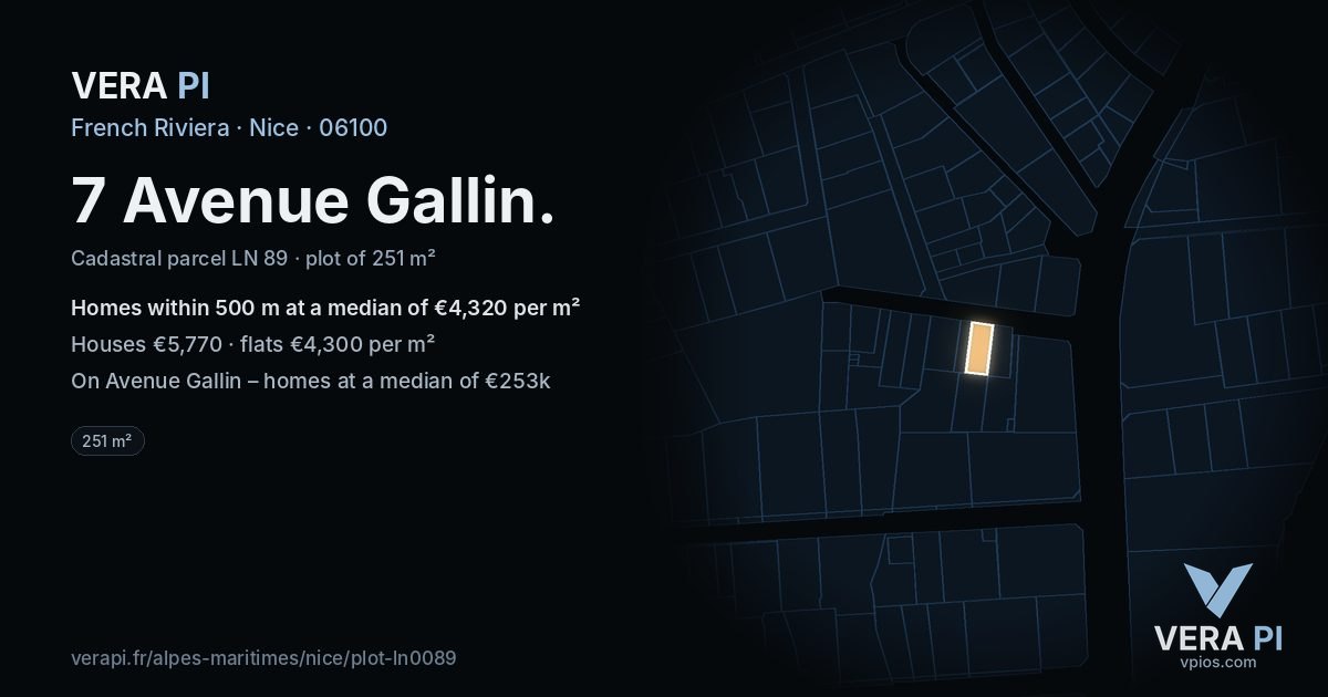 7 Avenue Gallin, Nice at night – the plot lit, the parcels around coloured by the prices near them