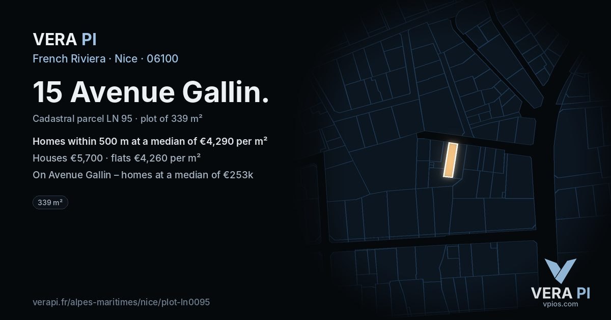 15 Avenue Gallin, Nice at night – the plot lit, the parcels around coloured by the prices near them