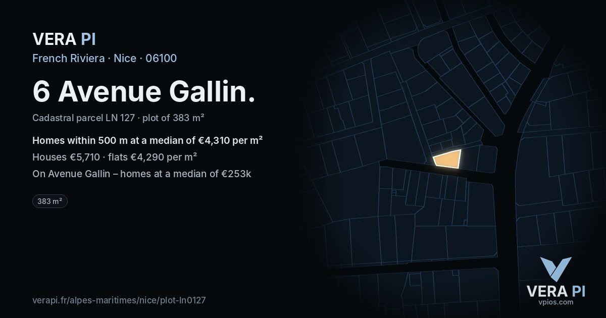 6 Avenue Gallin, Nice at night – the plot lit, the parcels around coloured by the prices near them