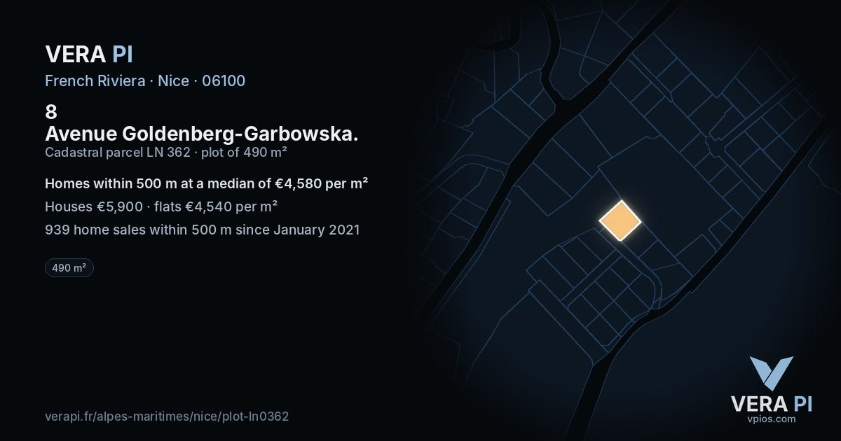 8 Avenue Goldenberg-Garbowska, Nice at night – the plot lit, the parcels around coloured by the prices near them