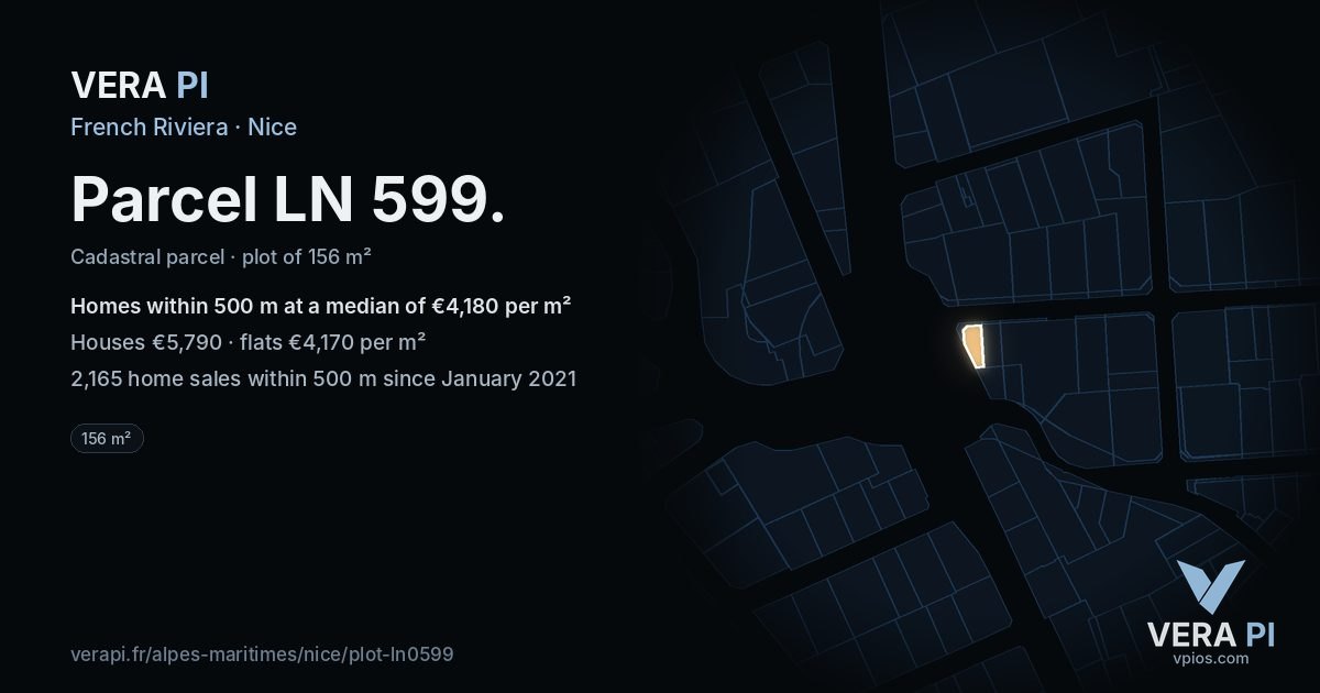 Parcel LN 599, Nice at night – the plot lit, the parcels around coloured by the prices near them