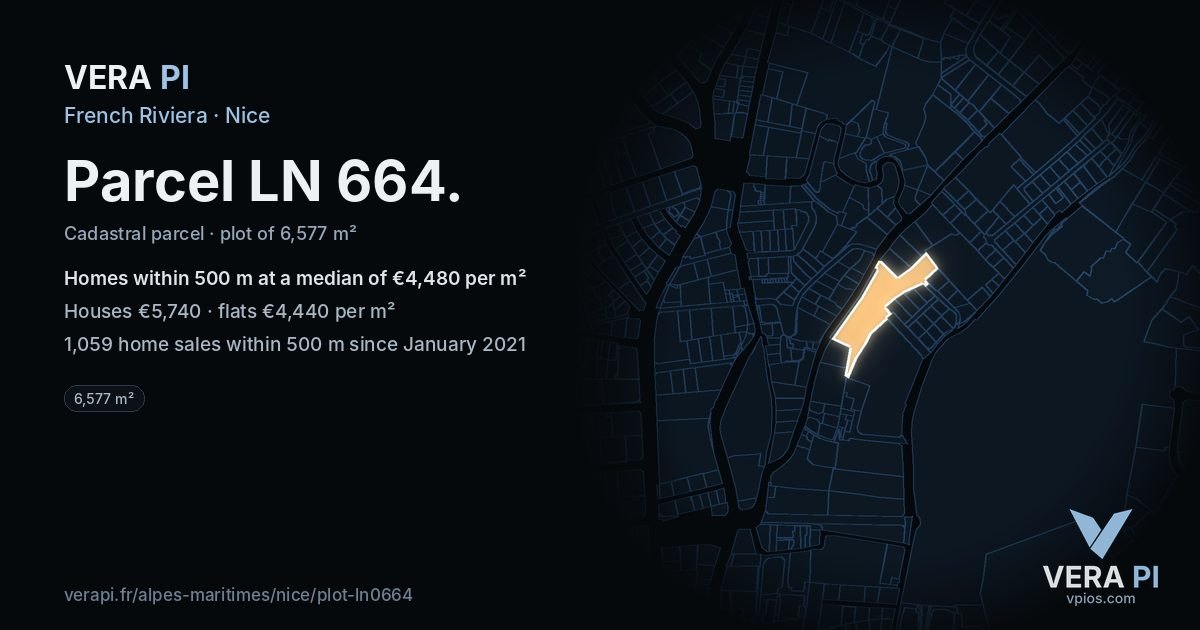 Parcel LN 664, Nice at night – the plot lit, the parcels around coloured by the prices near them