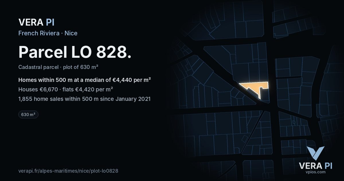 Parcel LO 828, Nice at night – the plot lit, the parcels around coloured by the prices near them