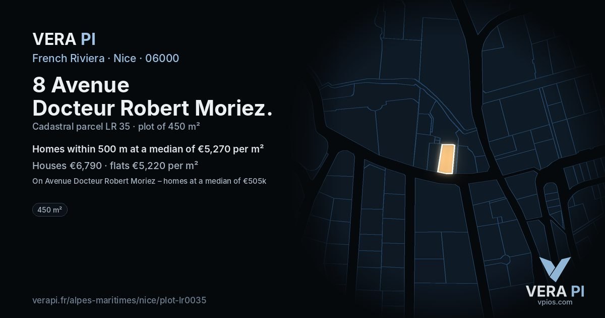 8 Avenue Docteur Robert Moriez, Nice at night – the plot lit, the parcels around coloured by the prices near them