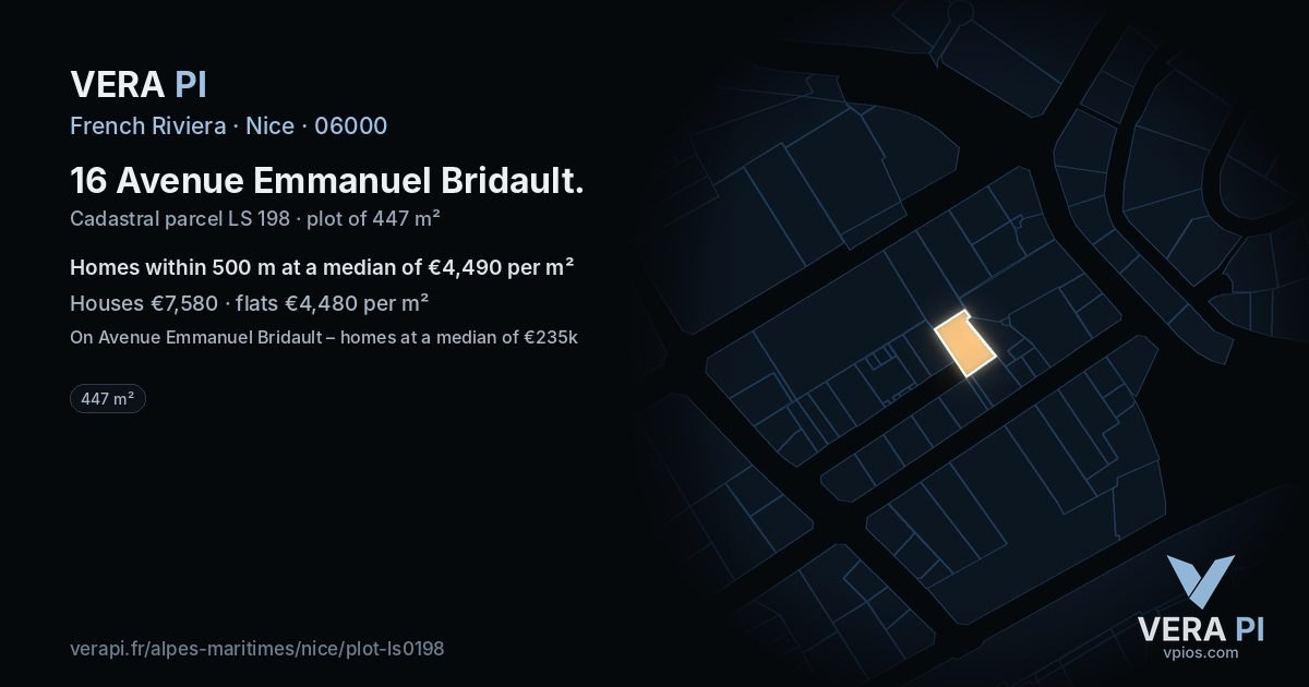 16 Avenue Emmanuel Bridault, Nice at night – the plot lit, the parcels around coloured by the prices near them