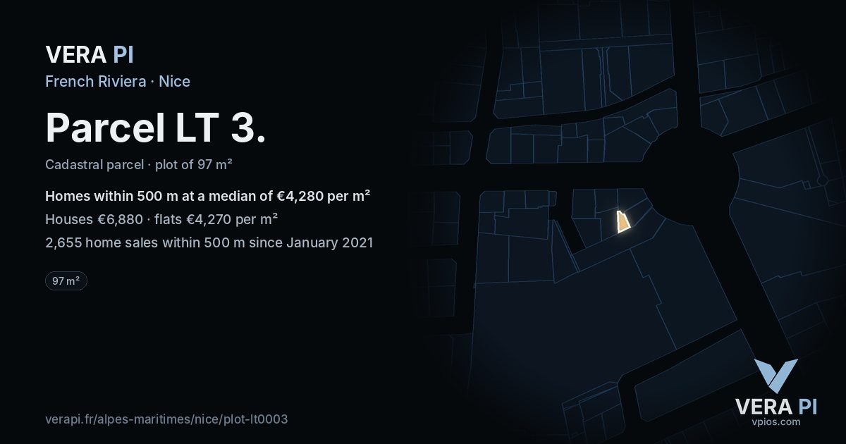 Parcel LT 3, Nice at night – the plot lit, the parcels around coloured by the prices near them