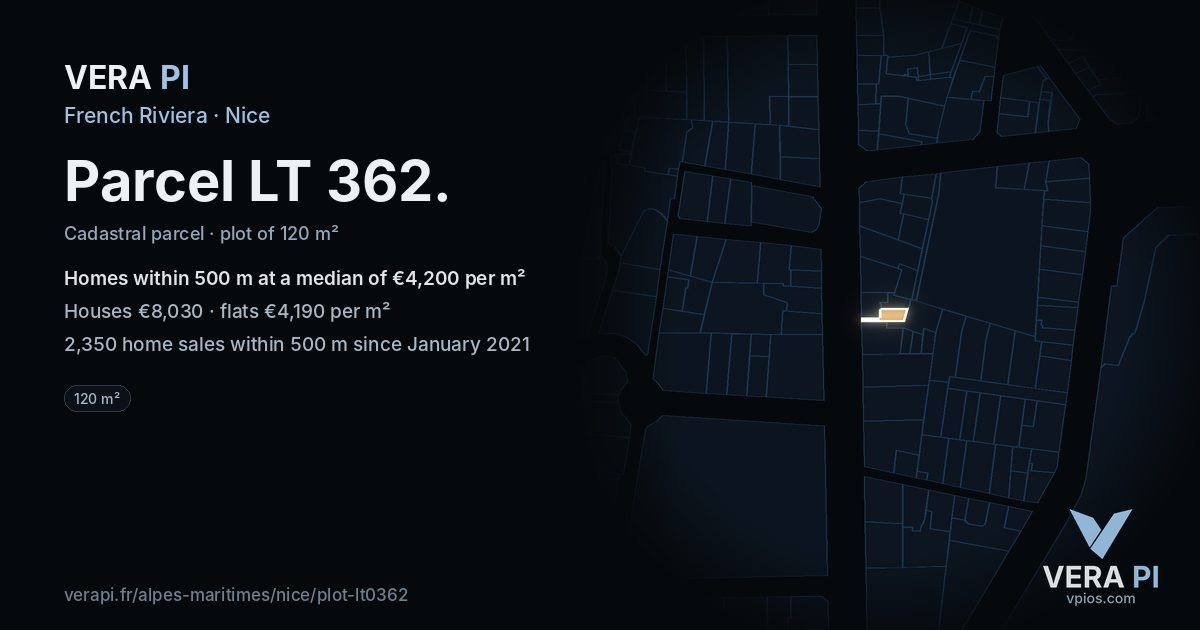 Parcel LT 362, Nice at night – the plot lit, the parcels around coloured by the prices near them