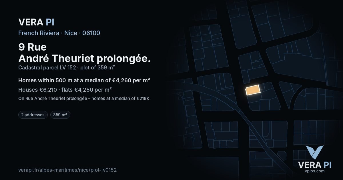 9 Rue André Theuriet prolongée, Nice at night – the plot lit, the parcels around coloured by the prices near them