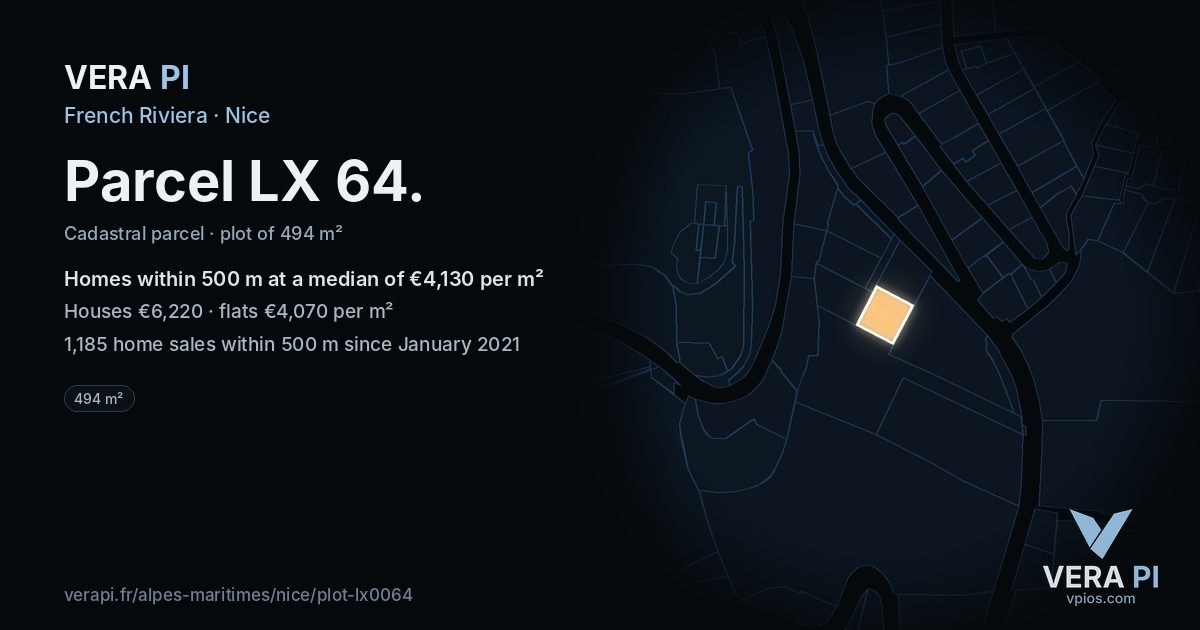 Parcel LX 64, Nice at night – the plot lit, the parcels around coloured by the prices near them
