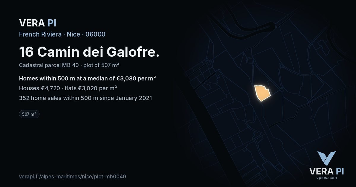 16 Camin dei Galofre, Nice at night – the plot lit, the parcels around coloured by the prices near them
