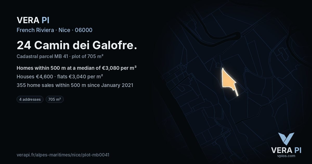 24 Camin dei Galofre, Nice at night – the plot lit, the parcels around coloured by the prices near them