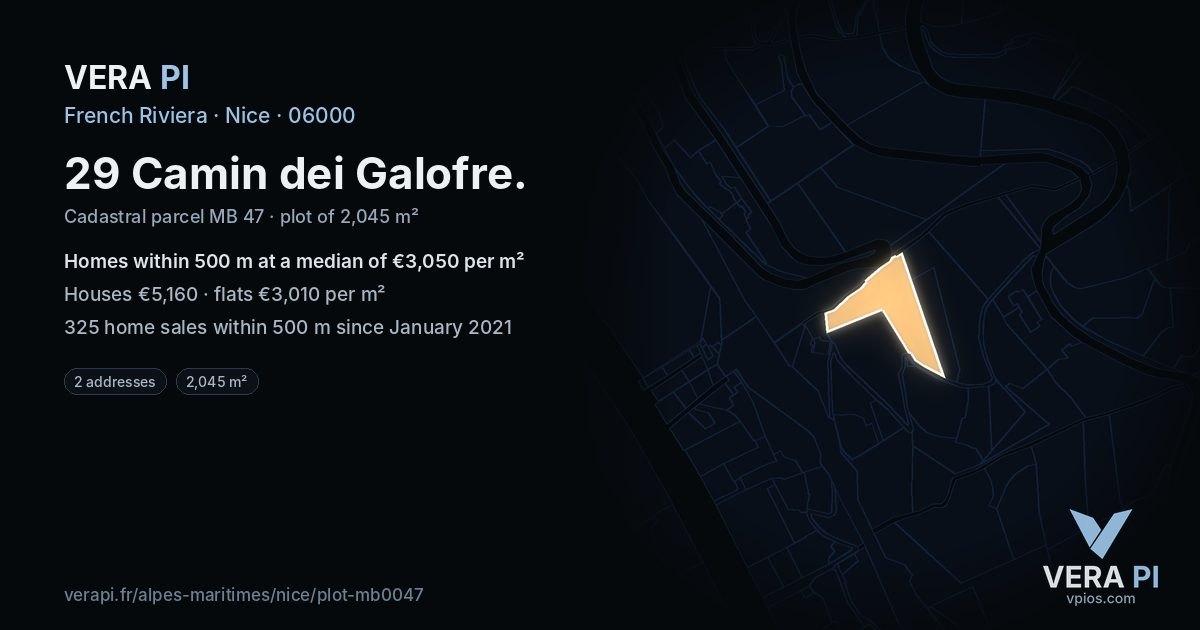 29 Camin dei Galofre, Nice at night – the plot lit, the parcels around coloured by the prices near them