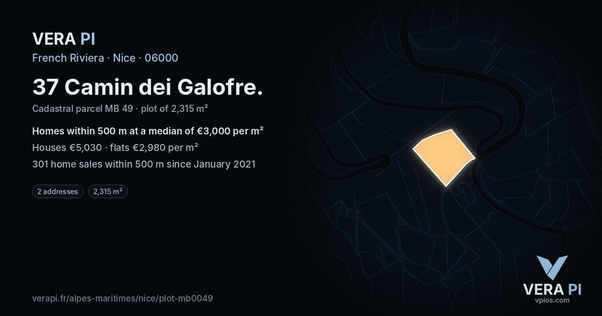 37 Camin dei Galofre, Nice at night – the plot lit, the parcels around coloured by the prices near them