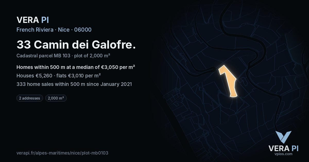 33 Camin dei Galofre, Nice at night – the plot lit, the parcels around coloured by the prices near them