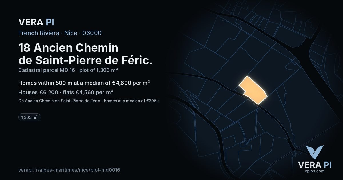 18 Ancien Chemin de Saint-Pierre de Féric, Nice at night – the plot lit, the parcels around coloured by the prices near them