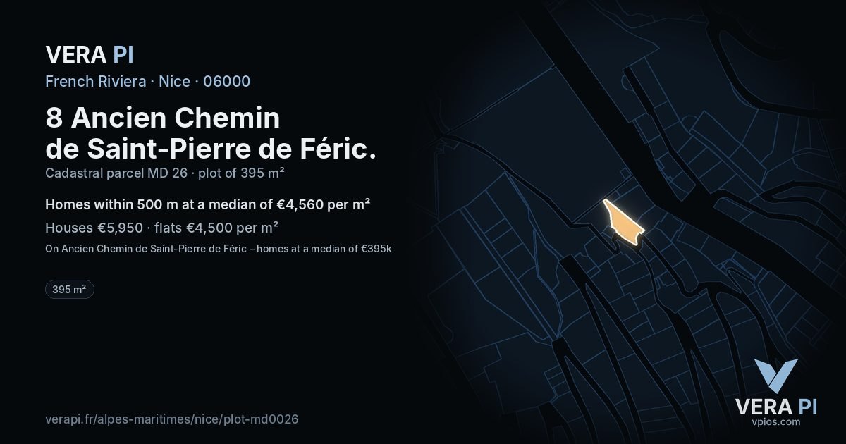 8 Ancien Chemin de Saint-Pierre de Féric, Nice at night – the plot lit, the parcels around coloured by the prices near them