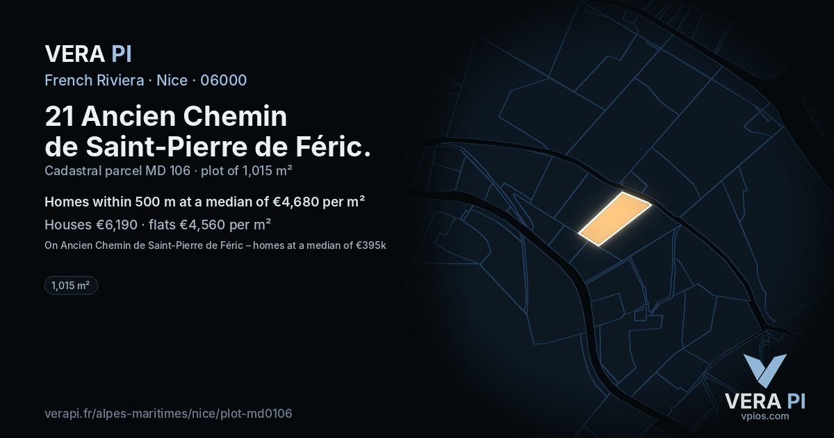 21 Ancien Chemin de Saint-Pierre de Féric, Nice at night – the plot lit, the parcels around coloured by the prices near them