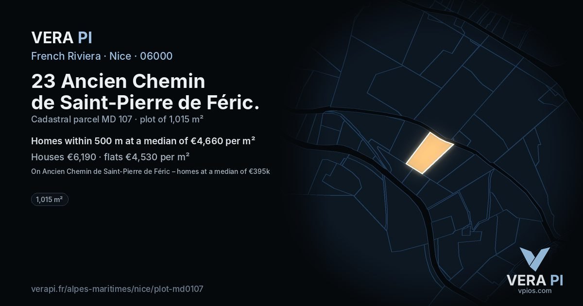 23 Ancien Chemin de Saint-Pierre de Féric, Nice at night – the plot lit, the parcels around coloured by the prices near them