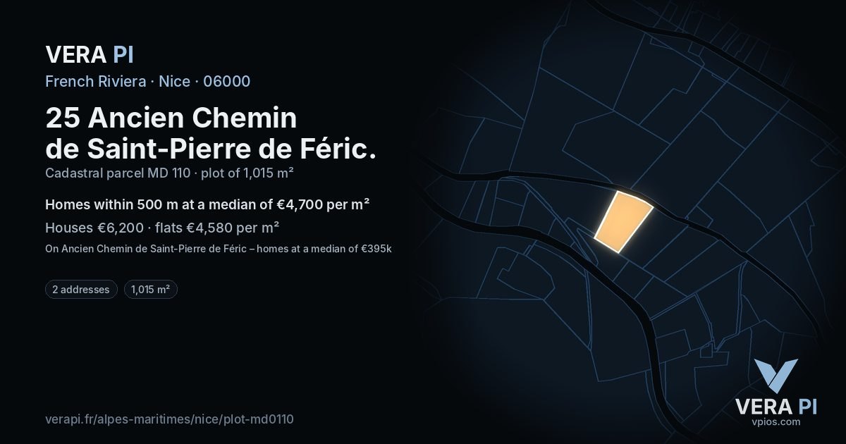 25 Ancien Chemin de Saint-Pierre de Féric, Nice at night – the plot lit, the parcels around coloured by the prices near them
