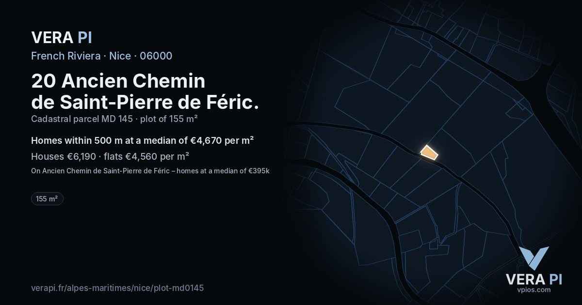 20 Ancien Chemin de Saint-Pierre de Féric, Nice at night – the plot lit, the parcels around coloured by the prices near them