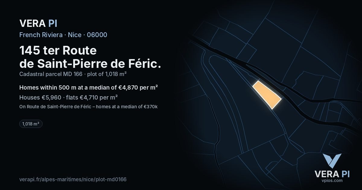 145 ter Route de Saint-Pierre de Féric, Nice at night – the plot lit, the parcels around coloured by the prices near them