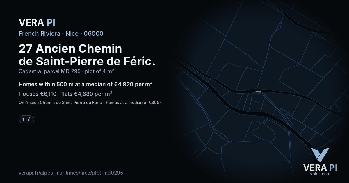 27 Ancien Chemin de Saint-Pierre de Féric, Nice at night – the plot lit, the parcels around coloured by the prices near them