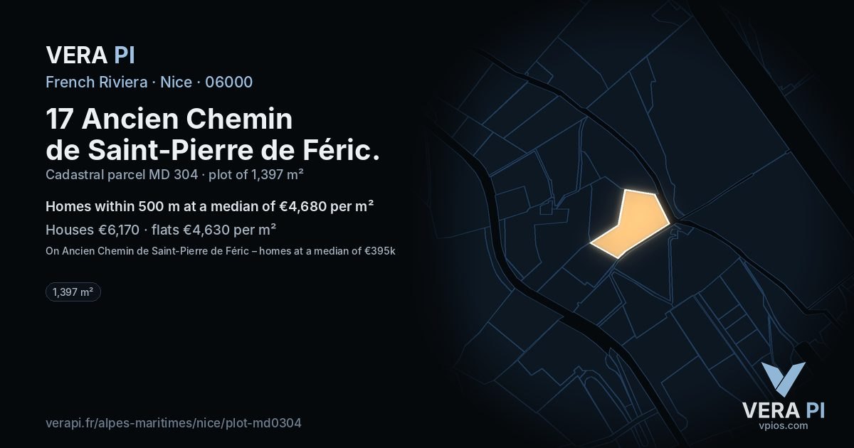 17 Ancien Chemin de Saint-Pierre de Féric, Nice at night – the plot lit, the parcels around coloured by the prices near them