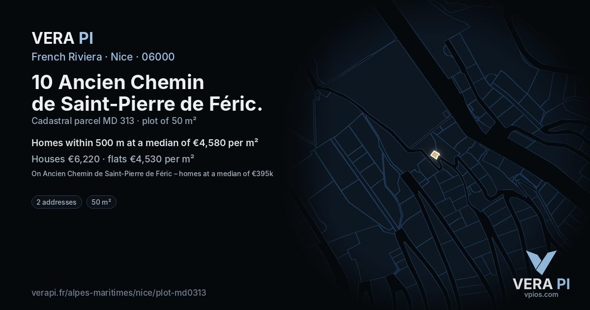 10 Ancien Chemin de Saint-Pierre de Féric, Nice at night – the plot lit, the parcels around coloured by the prices near them