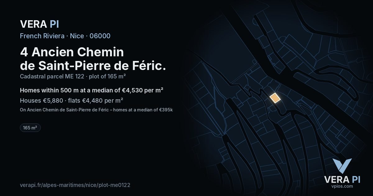4 Ancien Chemin de Saint-Pierre de Féric, Nice at night – the plot lit, the parcels around coloured by the prices near them