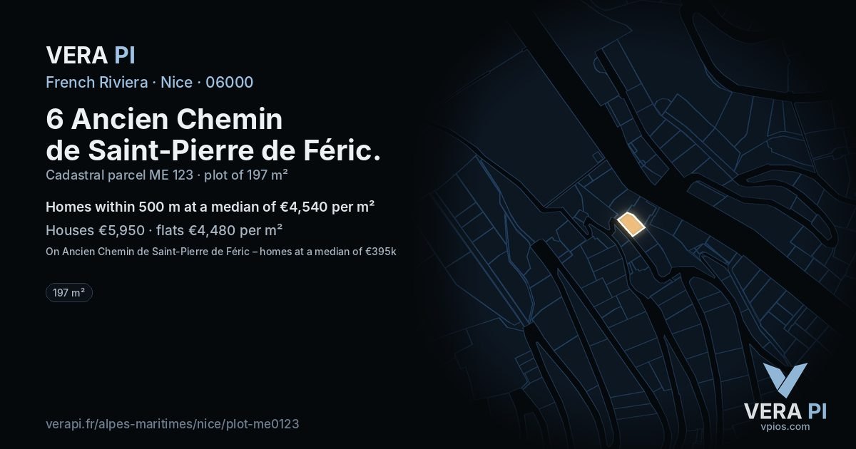 6 Ancien Chemin de Saint-Pierre de Féric, Nice at night – the plot lit, the parcels around coloured by the prices near them