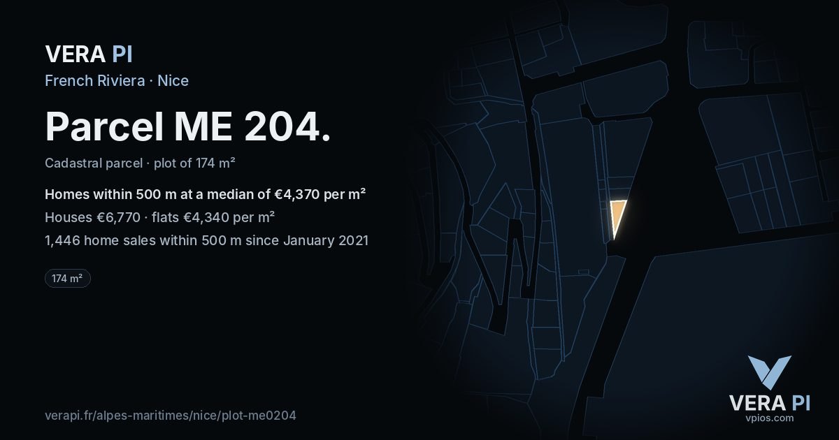 Parcel ME 204, Nice at night – the plot lit, the parcels around coloured by the prices near them