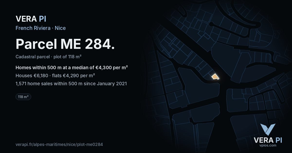 Parcel ME 284, Nice at night – the plot lit, the parcels around coloured by the prices near them