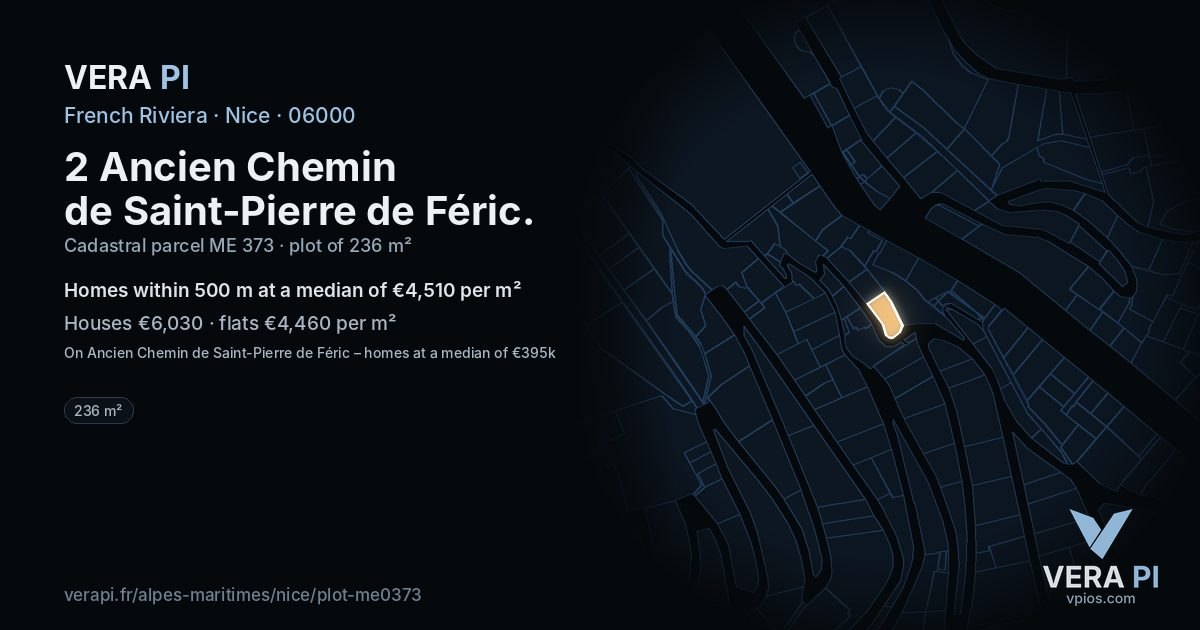 2 Ancien Chemin de Saint-Pierre de Féric, Nice at night – the plot lit, the parcels around coloured by the prices near them