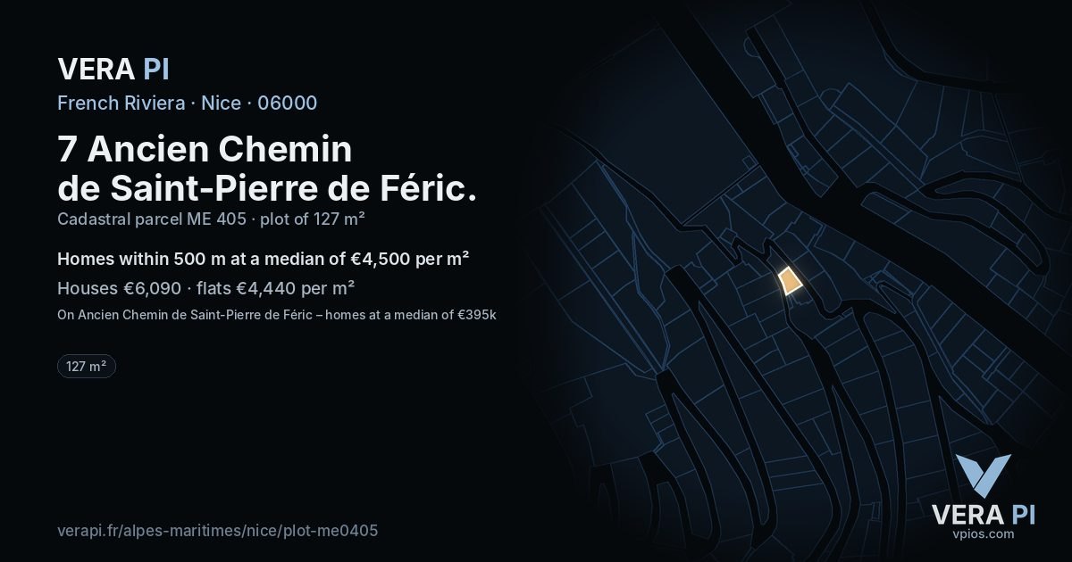 7 Ancien Chemin de Saint-Pierre de Féric, Nice at night – the plot lit, the parcels around coloured by the prices near them