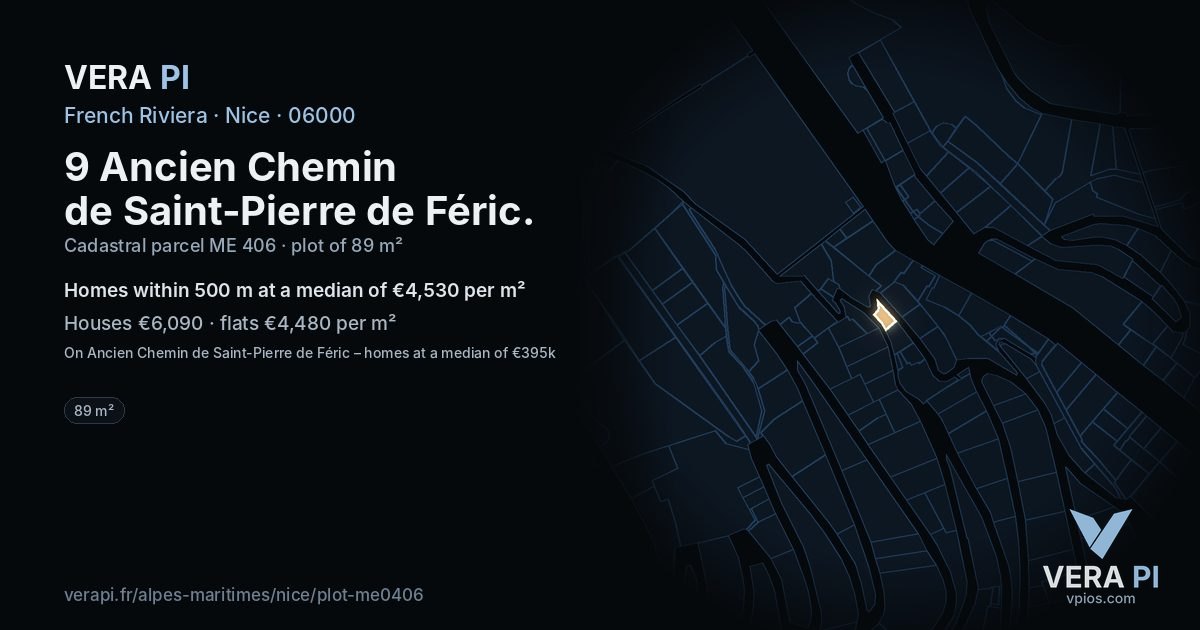 9 Ancien Chemin de Saint-Pierre de Féric, Nice at night – the plot lit, the parcels around coloured by the prices near them