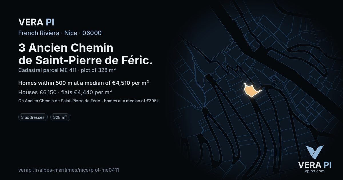 3 Ancien Chemin de Saint-Pierre de Féric, Nice at night – the plot lit, the parcels around coloured by the prices near them