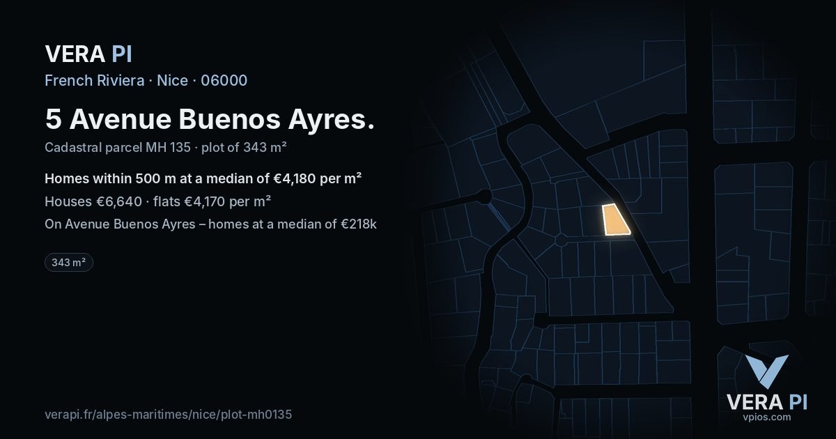 5 Avenue Buenos Ayres, Nice at night – the plot lit, the parcels around coloured by the prices near them